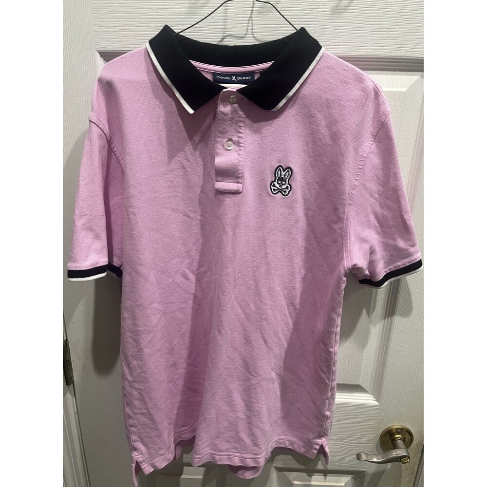 Psycho Bunny Mens Opera Mauve San Francisco Jacquard Pique Polo Shirt Size 6/L